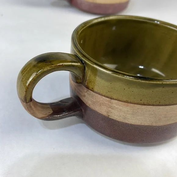 Vintage Triple Glaze Oversized Pottery Mugs (set of 3) - Picture 4 of 13